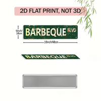 Letrero metálico largo de Barbeque Blvd, decoración de pared estilo retro para patio trasero y cueva de hombre