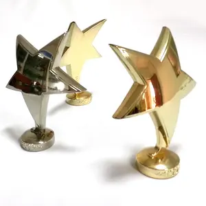 Trofeo che effettuano cessioni personalizzato oro e argento in ottone 3d stella di metallo medaglie trofeo parti