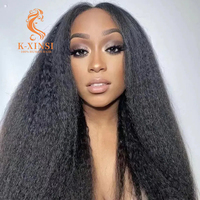 Rambut Manusia Brazil Mentah Lurus Keriting untuk Wig Lace Front HD Transparan Full Lace Remy Dapat Disesuaikan untuk Wanita Kulit Hitam