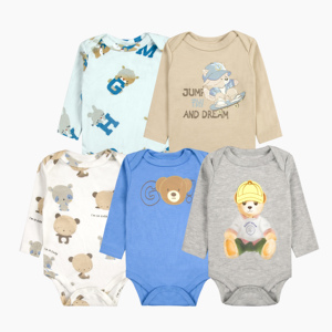 <span class=keywords><strong>Set</strong></span> di 5 Pezzi di <span class=keywords><strong>Tutine</strong></span> a Maniche Lunghe per Neonati 0-3 Mesi, Costume Casual per Bebè - Product Image 3