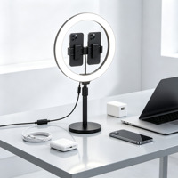 Mini anneau lumineux 6 pouces à prix abordable avec pince de fixation, support de diffusion en direct pour deux téléphones portables, support de téléphone de bureau