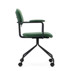 Silla de Oficina o Salón Nórdica Verde de Terciopelo o Cuero con Ruedas - Product Image 4