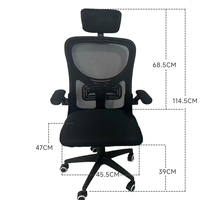 Chaise de bureau ergonomique en maille pour cadres, chaise d'ordinateur réglable à dossier haut avec support lombaire, chaise de travail pivotante