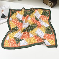 Syal Persegi Wanita Musim Panas Poliester Kelas Atas 55x55cm Pola Geometris Gaya Baru Jepang Elegan