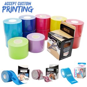 Vente en gros d'usine, ruban de kinésiologie en coton de 5 cm x 5 m, ruban de kinésiologie élastique imperméable pour le soutien sportif, soulagement de la douleur musculaire, football - Product Image 1