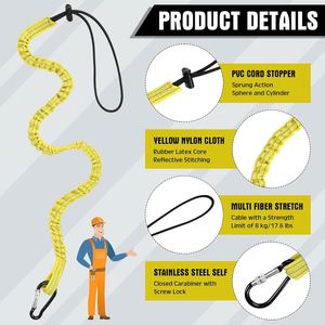 Tool Lanyard Safety Leash Screw <b>Lock</b> Carabiner Retractable Shock Cord Heavy Duty Fall Protection Adjustable Loop Construction - Product Image 2