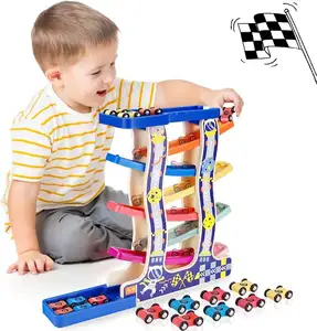 Mingta Bestseller Spielzeug 2022 Holzbahn Auto Rampe Kinderspiel Kinder Geschenk für Jungen oder Mädchen (7 Rampen)