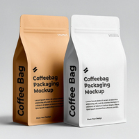 Sachets de café à fond plat personnalisés avec valve de dégazage unidirectionnelle et fermeture éclair refermable pour grains de café, 250g