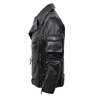 Veste en cuir PU pour moto de marque OEM, style punk, multi-poches, fermeture éclair, automne-hiver, tailles européennes et américaines, fabriquée en Chine