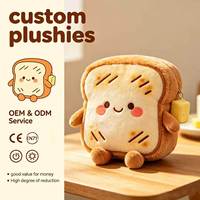 Peluche personnalisée OEM en forme de pain grillé, design pendentif beurre, série Récolte de Boulangerie, mascotte en peluche, décoration d'automne personnalisée, poupée CE CPC