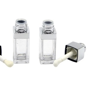 <b>Lip</b> Gloss Bottle 8ml Square Silver Plastic Empty Container With Brush For Cosmetic Packaging - Product Image 3