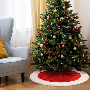 Gonna per albero di Natale, diametro 80 cm, in peluche rosso con bordo bianco, per decorare la base dell'albero di Natale - Product Image 6
