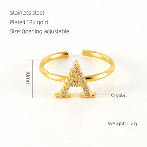 Anillos Ajustables de Acero Inoxidable 316L con Incrustaciones de Piedras Preciosas y Cristales, Chapados en Oro de 14k y 18k, Resistentes al Agua y al Deslustre, para Mujer - Product Image 5
