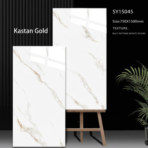 Loseta de Porcelana de Gran Formato <span class=keywords><strong>Castan</strong></span> Gold, 750x1500mm, Alto Brillo, para Piso de Sala de Estar - Product Image 2