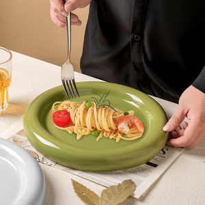 Platos <span class=keywords><strong>de</strong></span> Cerámica para Bodas, Color Rosa, Platos Redondos <span class=keywords><strong>de</strong></span> <span class=keywords><strong>Porcelana</strong></span> Verde para Servir la Cena, <span class=keywords><strong>Vajilla</strong></span> - Product Image 6