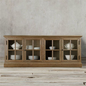 2024 <span class=keywords><strong>armoire</strong></span> en bois massif haut de gamme personnalisée 4 armoires de cuisine à porte d'entrée en verre - Product Image 2