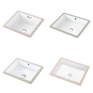 Fregadero de porcelana blanco rectangular para empotrar bajo encimera, lavabo de cerámica para baño, venta al por mayor - Product Image 4