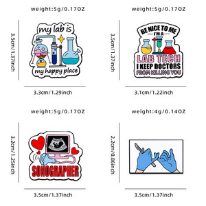 Badges en émail personnalisés en gros, motifs laboratoire médical et échographie, fabrication directe usine, OEM ODM, en stock - Product Image 2