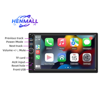 HENMALL Écran tactile HD 7 pouces Carplay Android Auto TF BT USB FM Mains libres Caméra de recul Mirror Link Lecteur radio de voiture 2DIN
