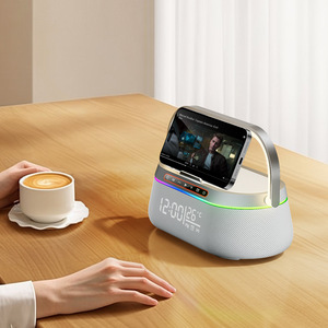 HiTao Multi-Function 15W Wireless Charger with LED <b>Clock</b> Alarm & Portable Bluetooth Speaker - Product Image 5