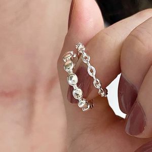 Sterling Silver Chain <b>Ring</b> For Women Oval Shape <b>Open</b> Design Index Finger Everyday Wear Jewelry S925 Fine <b>Rings</b> - Product Image 4