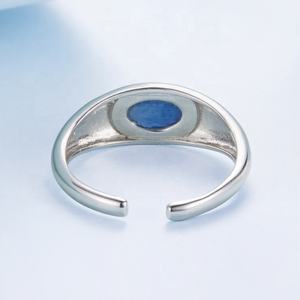 OEM Plata 925 Sterling Silver Blue Adjustable Fine Jewelry Ring Ladies Big Gemstone Luxury Simple Chunky Sapphire Finger Rings - Product Image 5
