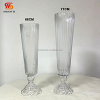 Vases à fleurs en verre transparent, vases hauts pour la décoration de table d'événements, centre de table de mariage