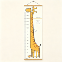 Tableau de croissance mural en bois personnalisé pour enfants, décoration de chambre d'enfant, règle de mesure suspendue, affiche polychrome animale, vente en gros directe usine OEM