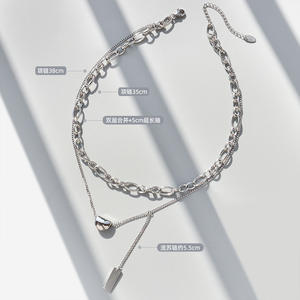 قلادة فيرشال VSB1125 موديل 2026 الجديدة، سلسلة خانقة مزدوجة الطبقات مطلية بالذهب عيار 18 قيراط مع قلادة على شكل قلب من الفولاذ المقاوم للصدأ - Product Image 4