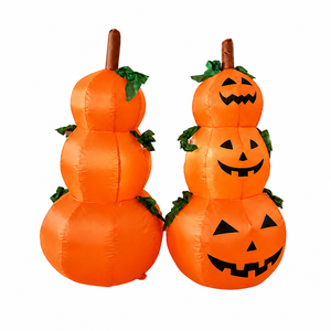 3 citrouilles gonflables d'Halloween empilées de style classique, décoration gonflable <span class=keywords><strong>Jack</strong></span> O'Lantern résistante aux intempéries pour jardin et fêtes en extérieur - Product Image 1