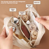 Pochette de maquillage en maille personnalisée, organiseur de voyage, pochette de rangement à fermeture éclair, sacs de toilette et cosmétiques durables en maille visible avec fermeture à glissière