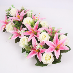 ที่กำหนดเองดอกไม้ประดิษฐ์ฉากหลังแต่งงานตกแต่งดอกไม้แถวจัดด้วยราคาขายส่ง - Product Image 2