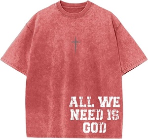 Custom Logo Distressed Acid Wash T Shirt Men 100% Cotton Heavyweight 260gsm Oversized Vintage Streetwear Tees Top - Product Image 2