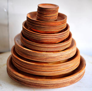 Juego de platos de madera de 12 "con cuencos novedosos, vajilla de ensalada hecha a mano ecológica duradera para restaurantes y hoteles - Product Image 3