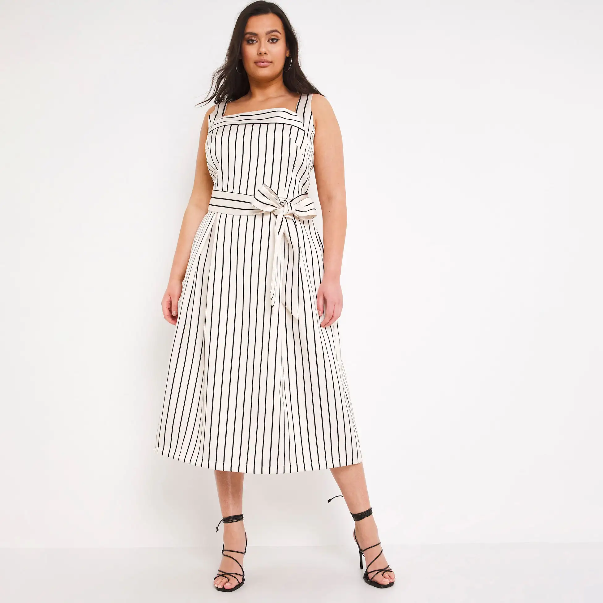 Plus Aschulman Summer Bowknot Tenue Decontractee Dete Sleeveless Stripe Printed Plus Size Summer Dresses
