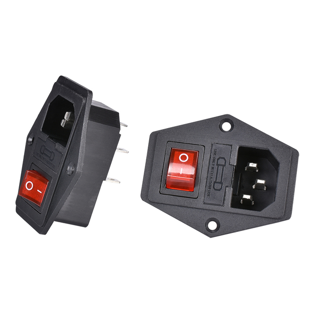 Switch 3D Printer Parts 10A 250V Power Switch AC Power Outlet With Red Triple Rocker Switch Fused Module Plug for 3d Printer