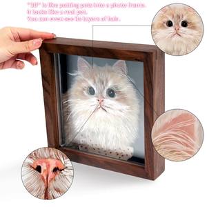 Benutzer definierte moderne Art Haustier Acryl realistische Porträt öl drei dimensionale geschichtete Kopf Körper Malerei Geschenk Bilderrahmen für Katzen - Product Image 4