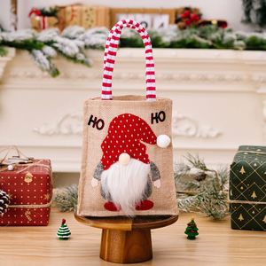 Christmas Gnome <b>Burlap</b> Gift Faceless Santa Tote Linen Candy Cookie Packaging <b>Bag</b> Holiday Party Decoration - Product Image 3