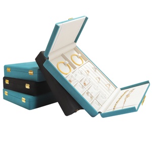 Simple Modern Microfiber extra Large Velvet Lining Jewelry <b>Box</b> Multifunctional Ring Earring Necklace Storage Blue/<b>Black</b> - Product Image 1