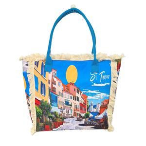 Sac à pampilles en toile <span class=keywords><strong>de</strong></span> créateur <span class=keywords><strong>Paris</strong></span> recyclable imprimé <span class=keywords><strong>de</strong></span> logo personnalisé avec pochette et fermeture éclair Grand sac fourre-tout en toile pour les courses - Product Image 5