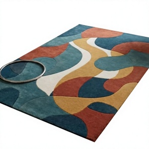Wool Hand Tufted Handmade Carpet Rug Stain Resistant Geometric Pattern Low Pile for Home Living Room Dining Room - Product Image 1