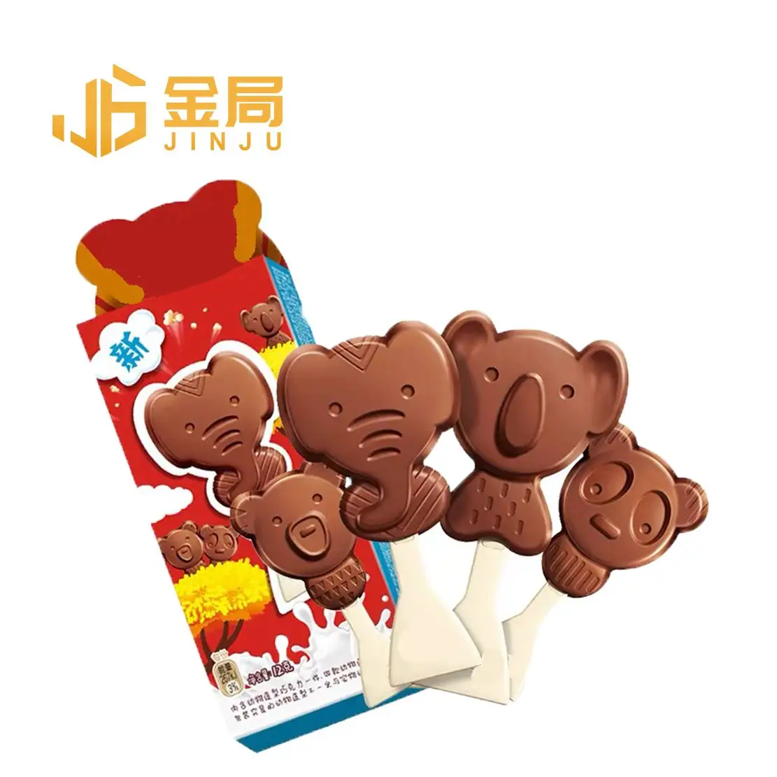 OEM Candy Fabricante Personalização Cartoon Shaped Chocolate Pirulito Bom Saboroso Leite e Chocolate Pirulitos