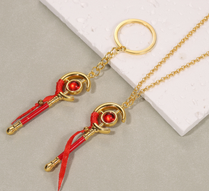 Portachiavi con Bacchetta Magica Ispirata a <span class=keywords><strong>Sailor</strong></span> <span class=keywords><strong>Moon</strong></span>, Accessori Cosplay <span class=keywords><strong>Anime</strong></span> Frieren, Collana con Ciondolo Rosso - Product Image 4