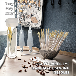 Aiguilles <span class=keywords><strong>à</strong></span> tricoter grandes et confortables en or, faites <span class=keywords><strong>à</strong></span> la main, pour la broderie et le travail de la <span class=keywords><strong>laine</strong></span>, haute qualité - Product Image 2