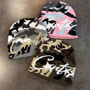 Bonnet en tricot acrylique à imprimé camouflage RTS, motif graffiti « Corte » étoile, streetwear, bonnet d'hiver pour homme et femme - Product Image 2