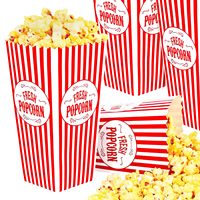 Boîte à popcorn carrée rayée en carton recyclable de qualité alimentaire, personnalisable avec gaufrage, jetable, pour fêtes d'anniversaire (vente en gros)