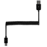 Câble USB à ressort 2.4A, câble de données rétractable à charge rapide, adaptateur de cordon de chargeur de type C, tresse de veste en PVC pour appareil photo