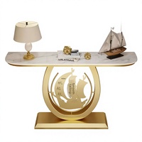 Console d'entrée en métal et dalles de pierre, style italien, murale, pour hall d'entrée, minimaliste, moderne, luxe discret, pour salon et couloir