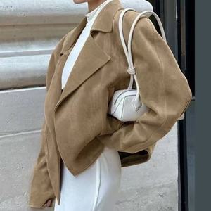 Chaqueta Casual de Mujer, Nuevo Estilo, en Oferta, Chaqueta Corta de Gamuza OEM con Mangas Largas - Product Image 2