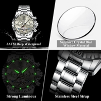 Montres automatiques mécaniques antiques POEDAGAR 1418 en acier inoxydable avec cadran en cristal saphir, tourbillon, aiguilles luminescentes